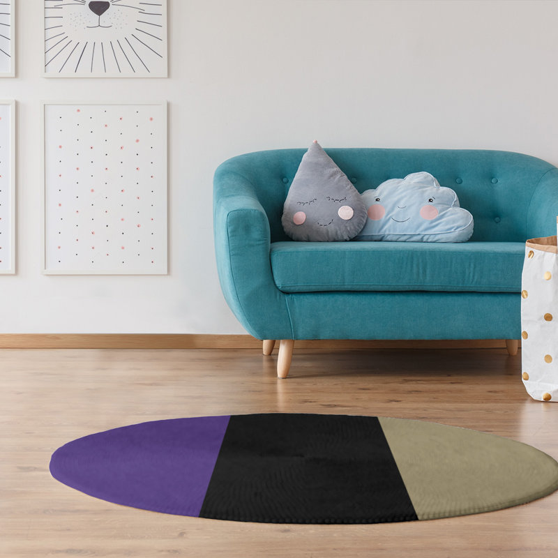 Tapis mauve/noir, Rond 5 pi