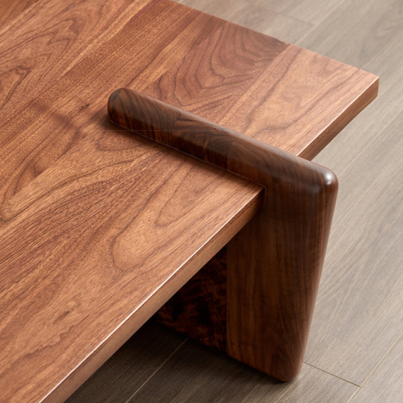 Modern minimalist solid wood coffee table, 11.8" H x 39.3" L x 23.6" W