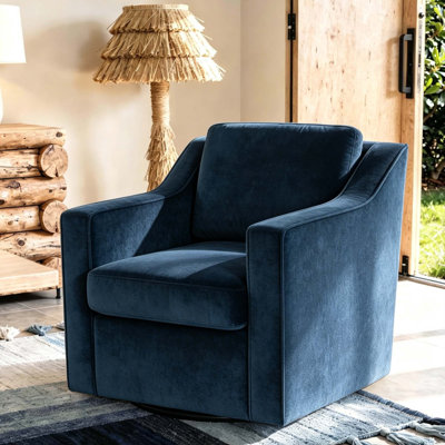 Bronnen Upholstered Swivel Accent Chair with Removable Back and Seat Cushions