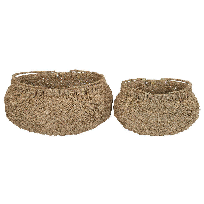 2‑Piece Seagrass Decorative Storage Baskets with Handles