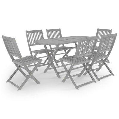 Schrang 6 - Person Acacia Patio Dining Set with Oval Table