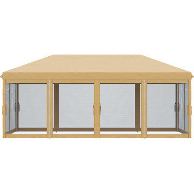 Tente escamotable 10 pi x 20 pi avec filet, abri de soleil robuste pour l'extérieur, le jardin, la terrasse, beige, grand et spacieux. Fêtes. Patio, beige. Spacieux, polyvalents, blocs