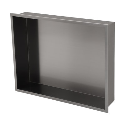 Latitude Run® Stainless Steel Bathroom Shower Wall Niche – Nano Titanium Plating in Gun Black