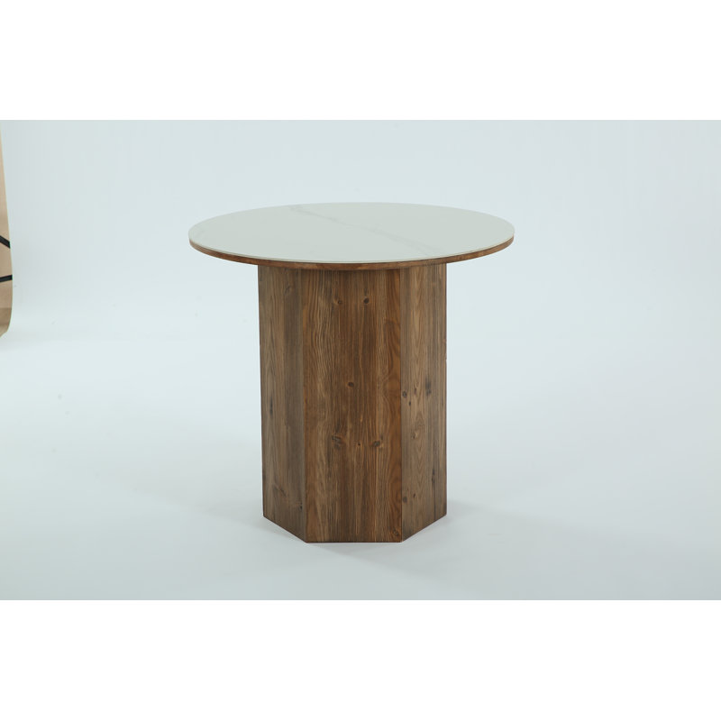 Round Solid Wood Base Dining Table