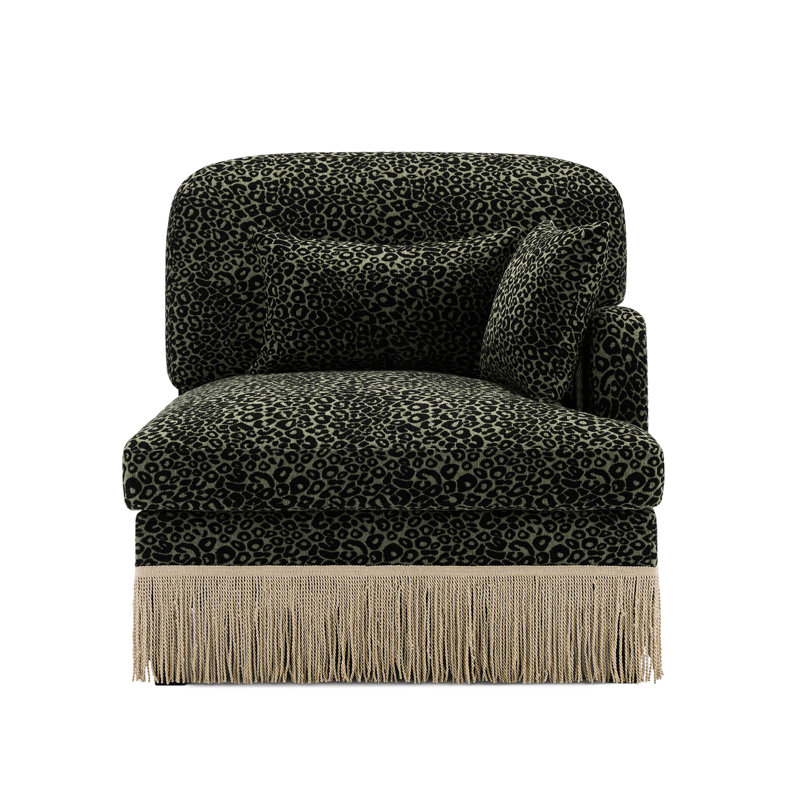 Sofa RSF Leopard Chenille W/Pillows -Green black