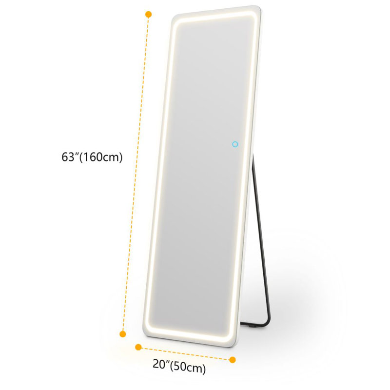 Metal Rectangle Mirror, 160cm x 51cm, White