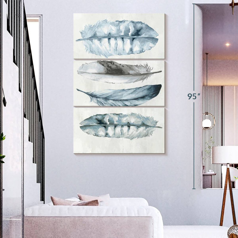 Kerner Indigo Feathers III, 74" H x 48" W