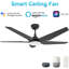 Ventilateur de plafond intelligent Woodrow de 52 pouces avec télécommande, ensemble d'éclairage inclus, fonctionne avec l'assistant Google, Amazon Alexa et les raccourcis Siri.-953338381-953338380-953338379