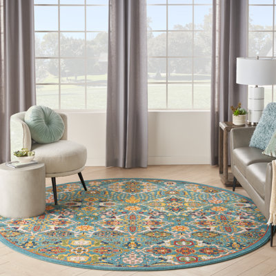 Tapis turquoise / ivoire / jaune Welaka