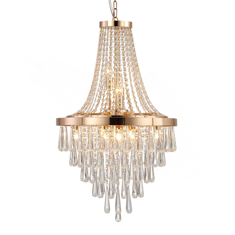 Lustre suspendu moderne en cristal 20 po - Élégant luminaire suspendu à 11 lumières à plusieurs niveaux pour salle à manger