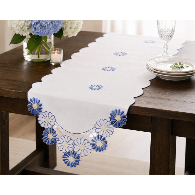 Weidler Embroidered Flower Table Runner, 72" L x 15" W
