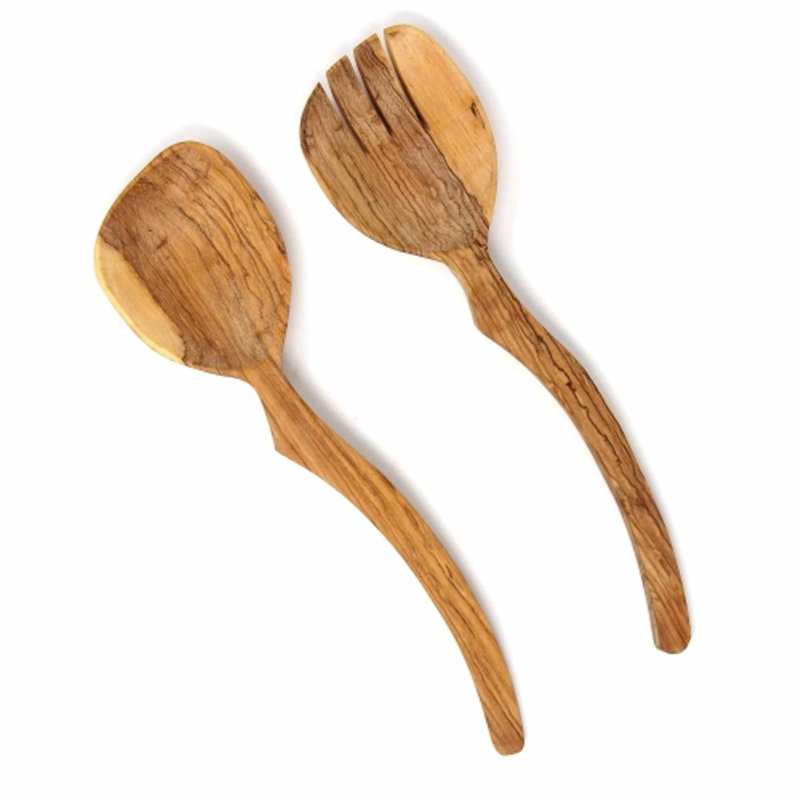 Ensemble de service courbé en bois d'olivier