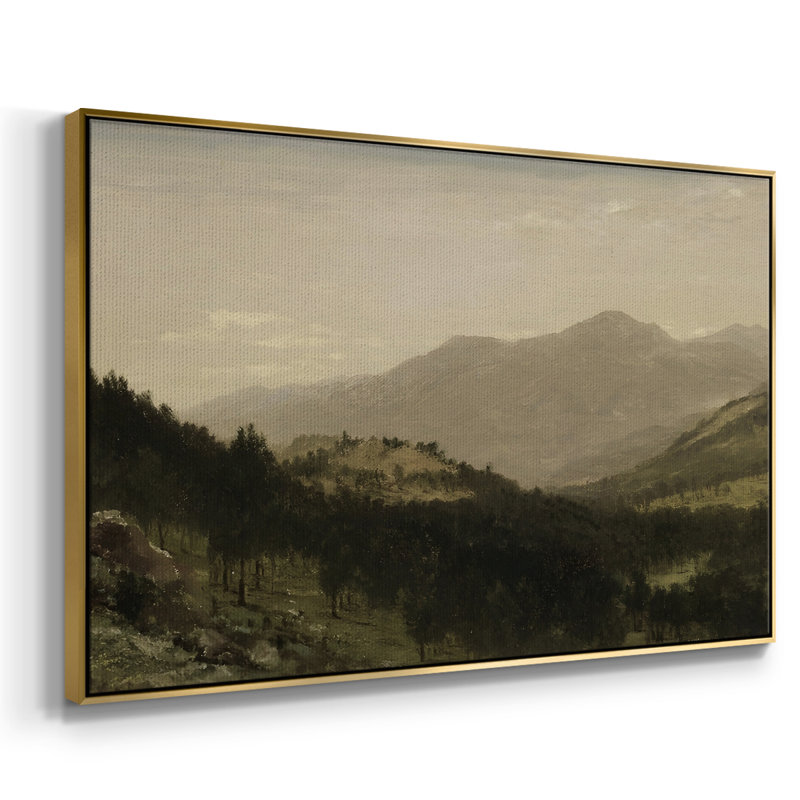 Paysage rétro - DLXV, Toile avec cadre flottant or, H 27 po x l 41 po x P 2 po