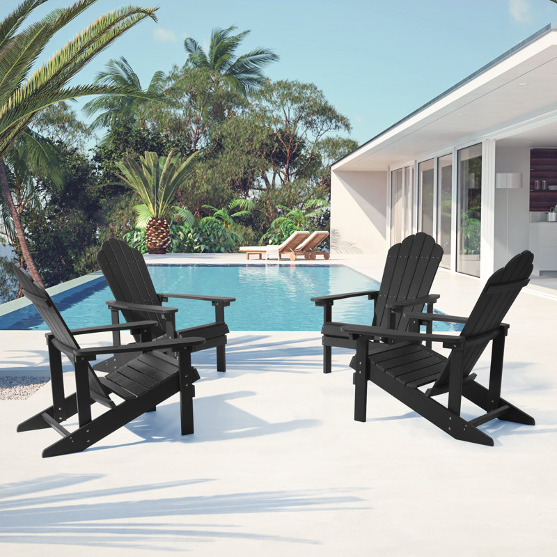 Chaise Adirondack de HiPS résistante aux intempéries, Noir, noir, noir, noir