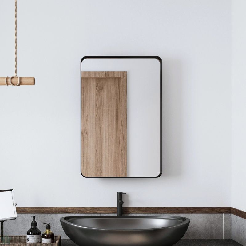 Armoire à pharmacie encastrée avec cadre en métal noir 20 po x 30 po avec miroir et tablettes réglables Miroir mural noir avec rangement pour salle de bain