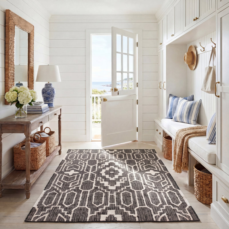Natural Fiber Flat Weave Jute Southwestern Rug, Rectangle 5' x 8'
