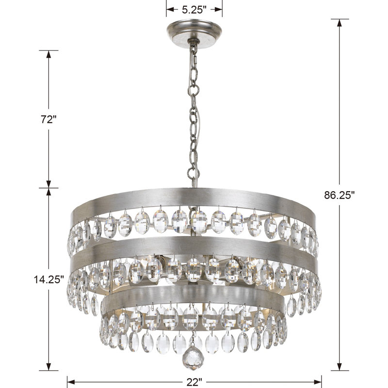 Swanner 5 - Light Shaded Tiered Chandelier, Silver