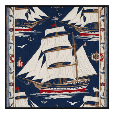 Washable Tall ships Nautical Area Rug