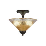 Semi-Flush 2 Bulbs With 12" Amber Crystal Glass