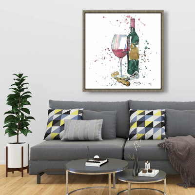 Bouteille de vin rouge - Toile encadrée rouge pour décoration intérieure