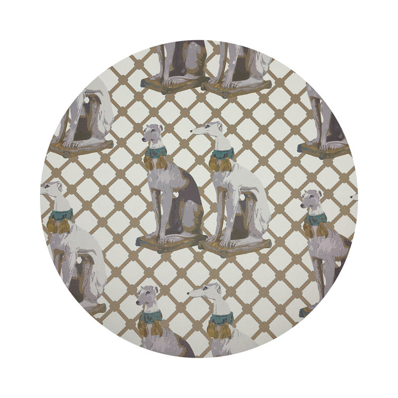 Regal Grey Hound Luxe Vegan Leather Round Coasters, Luxe