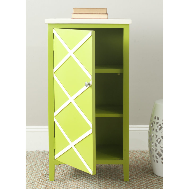 Armoire d'appoint 1 porte Jenny, Vert citron / blanc