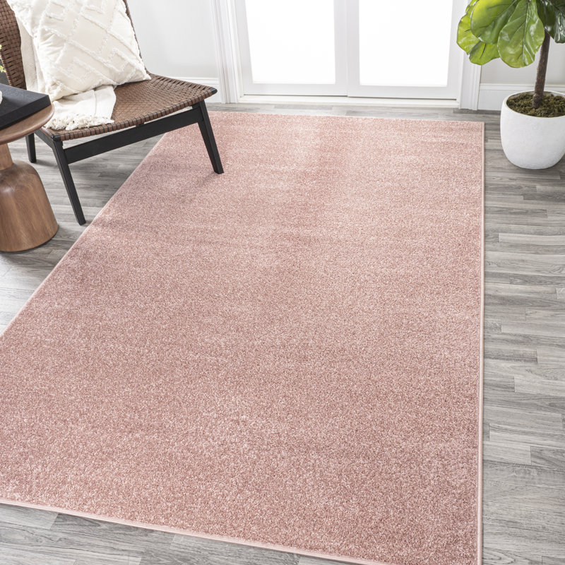 Auldridge Solid Low-Pile Pink Rug, Rectangle 3' x 5'