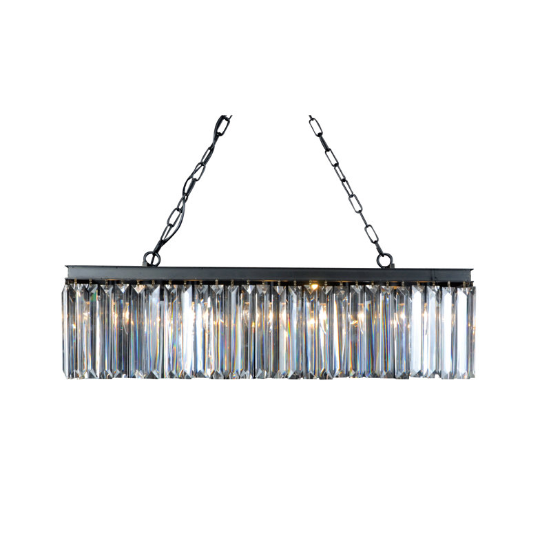 Lustre noir 5 lumières avec cristaux transparents