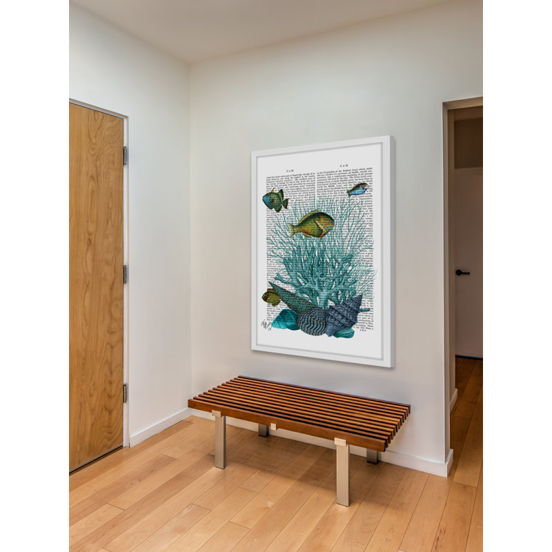«Blue Coral Fish», reproduction encadrée, H 45 po x l 30 po