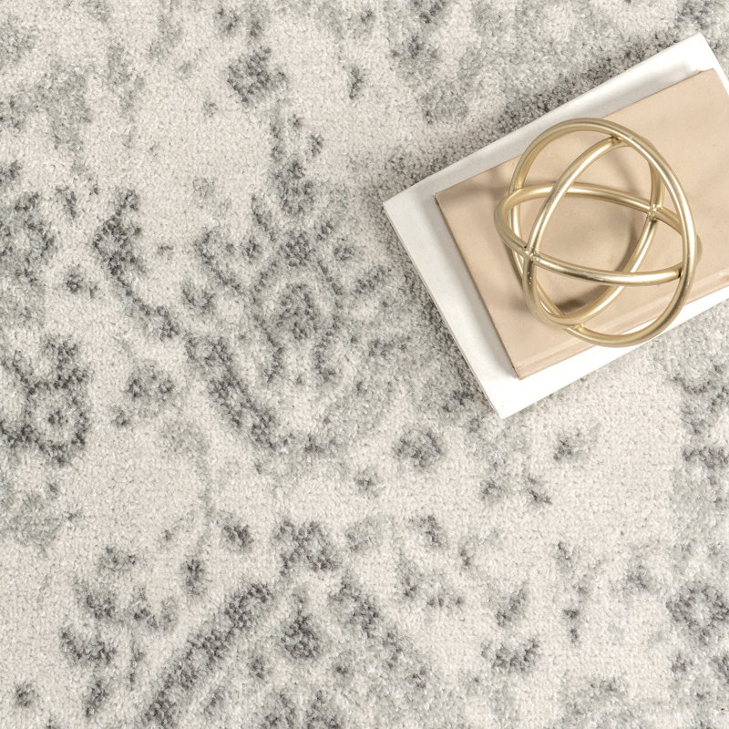 Almirka Medallion Runner Rug Ivory/Grey for Home Decor