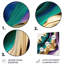 Décoration murale moderne en métal mauve, vert et doré Bold Strokes III-87833381