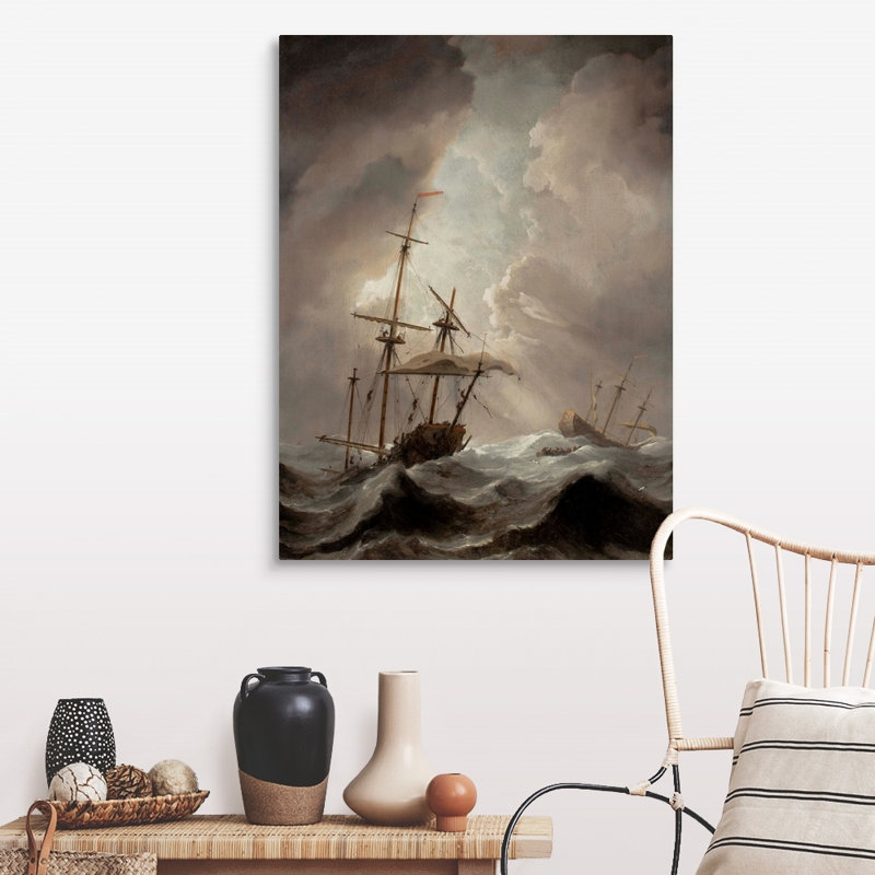 «Storm at Sea» par william the Younger van de Velde - reproduction d'art sur toile, Toile tendue