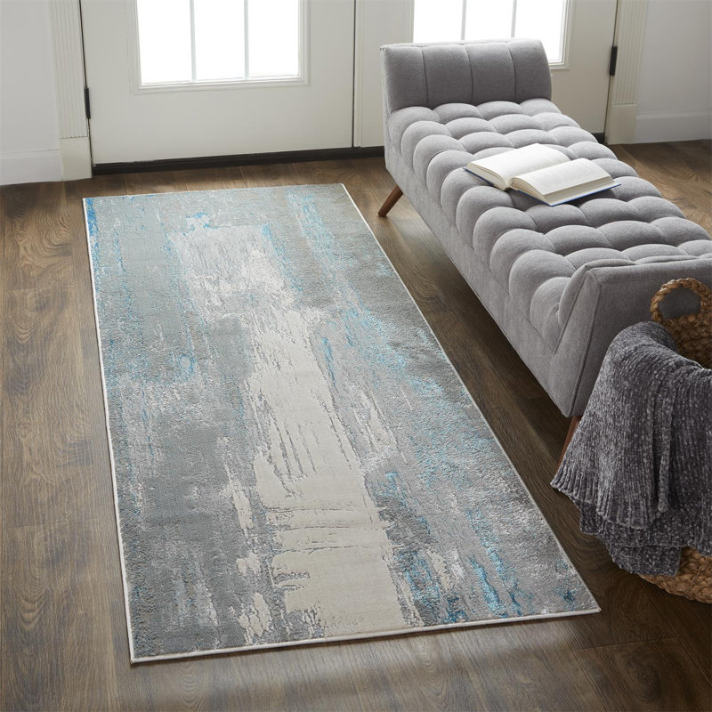 Tapis gris argenté Caniyah, Tapis de couloir 2 pi 10 po x 7 pi 10 po