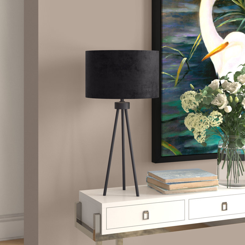 Laci Metal Tripod Lamp, Matte Black, Black