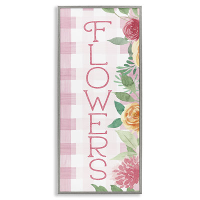 Pink Gingham & Flowers Framed Giclee, design by Lux + Me Designs