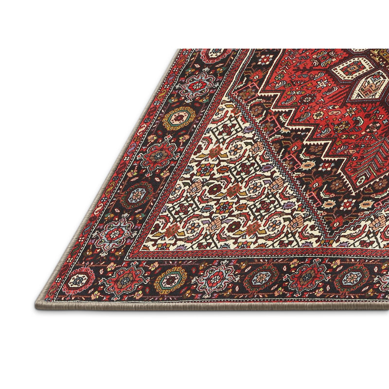 Tapis décoratif en laine rouge/beige Melik oriental, Rectangle 8 pi x 10 pi