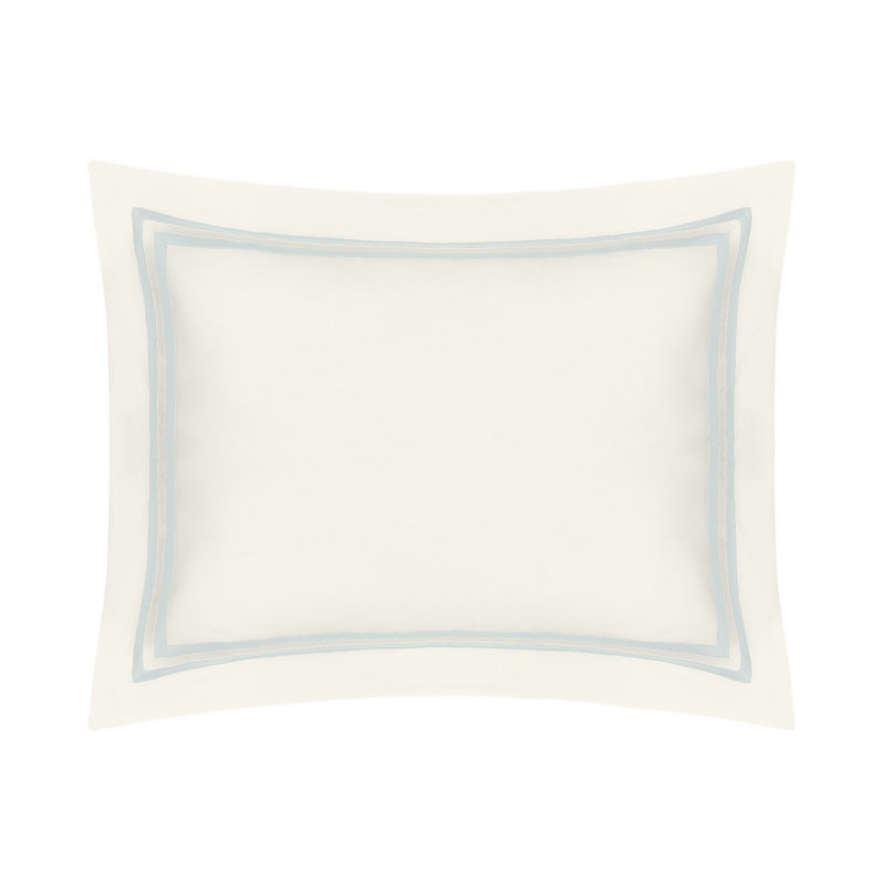 Ribbons 100% Cotton Sham, Ivory/Eucalipto, Euro