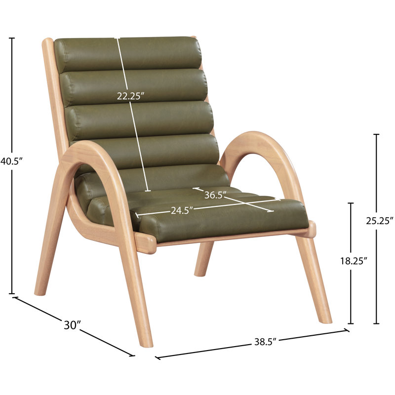 Fauteuil d'appoint en cuir Randal, Cuir olive végétalien, Naturel