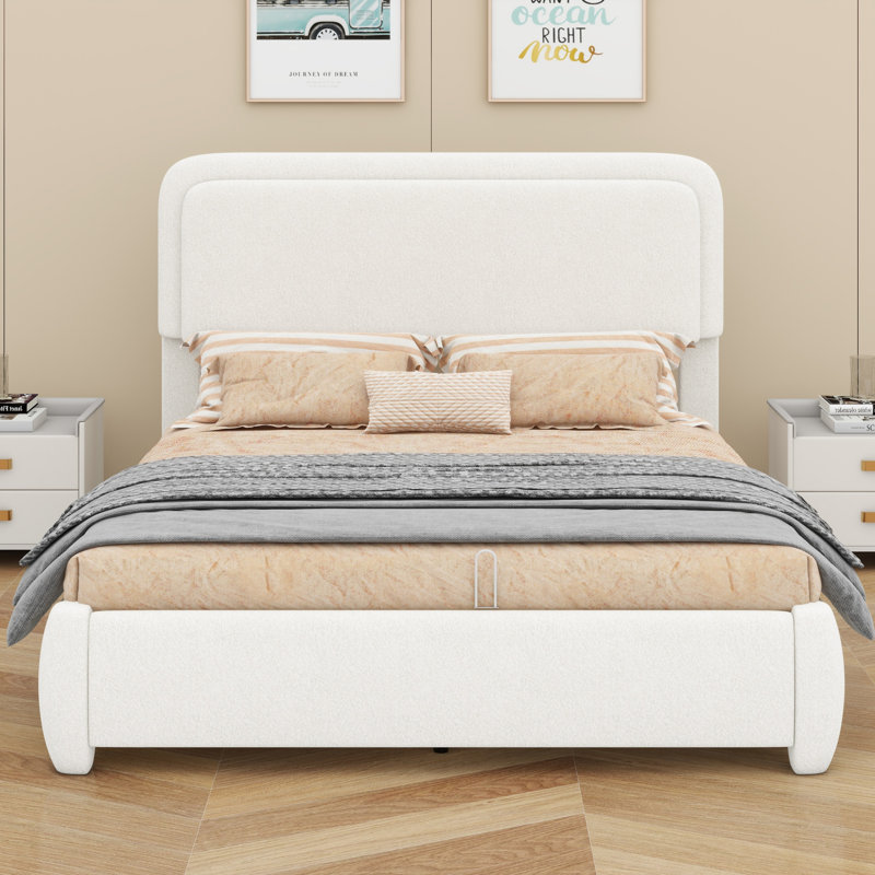 Base de lit plate-forme de lit de tête de lit douce et incurvée, lit de tête de lit réglable en hauteur avec cadre durable