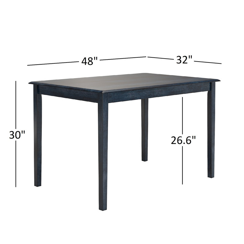 Alexa-Mae 4 - Person Solid Wood Top Four Leg Dining Set, Antique Dark Denim