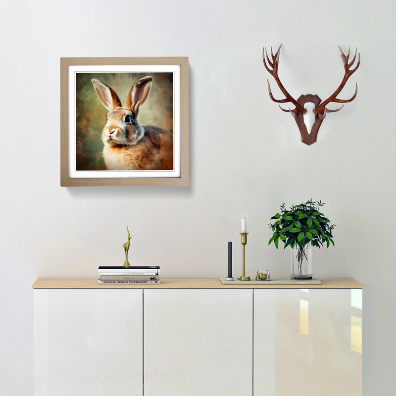 Rabbit Digital No.6 - Framed Print, Oak