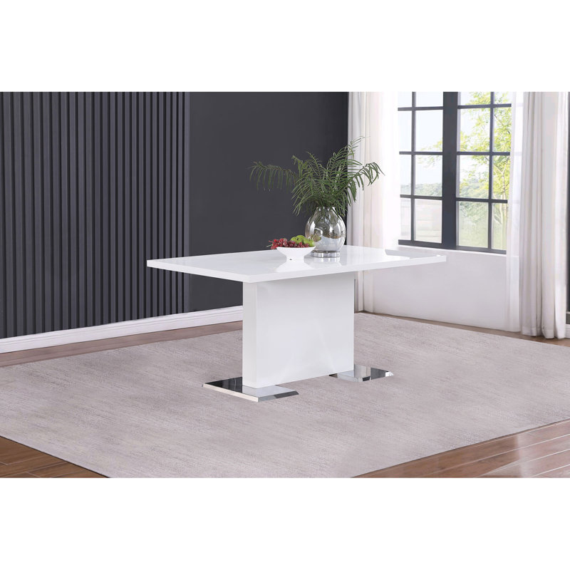 Varela Glossy White Dining Table with Chrome Base
