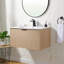 30" Modern Wood Grain Wall Mounted Floating Bathroom Vanity with Ceramic Top