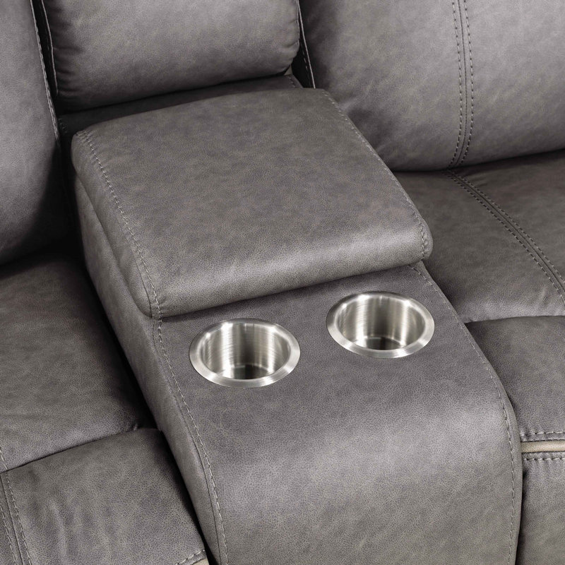 Caenas 79'' Upholstered Manual Glider Reclining Loveseat, Gray
