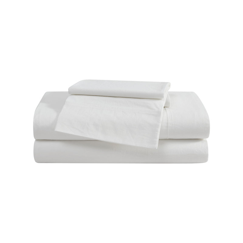 Ensemble de draps en coton percale Eddie Bauer, Blanc cassé, Ensemble de draps pour grand lit + un drap-housse 
