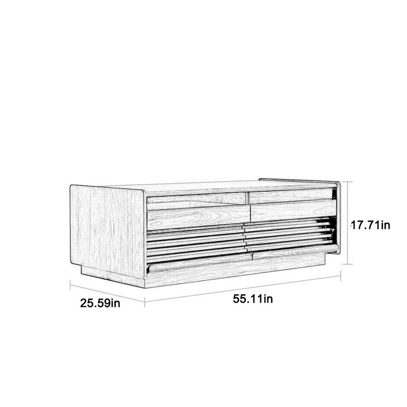 Open storage coffee table, 17.71" H x 55.11" L x 25.59" W