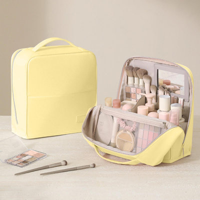 Large capacity backpack Standable Makeup Bag For Women Large Capacity Travel Cosmetic Organizer Partitioned Handheld Cosmetic Bag For Brushes And Beauty Goods