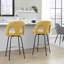 Tabouret de bar à hauteur fixe avec pivot en métal doré et velours taupe avec repose-pieds rond en métal doré - ensemble de 2-406528122-406528127