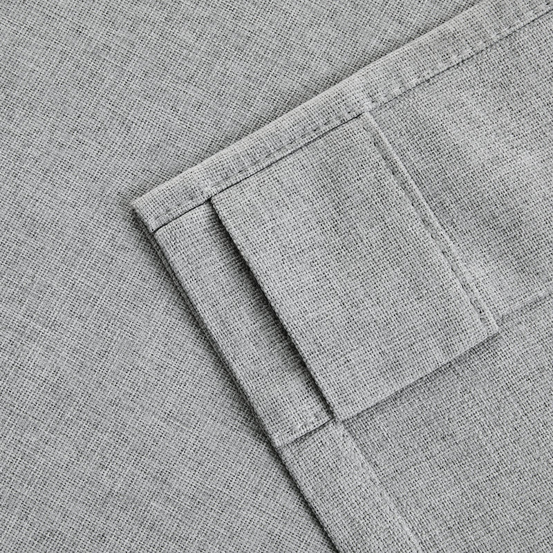 Ensemble de 2 panneaux de rideaux occultant 100% polyester Leming, L 52 po x L 96 po, Argent argent