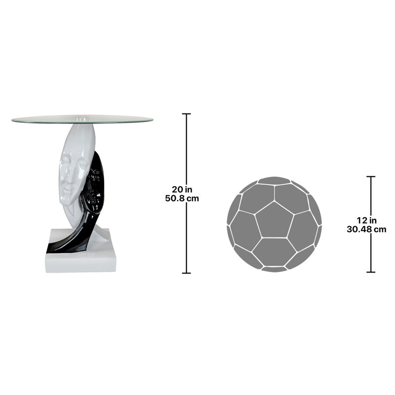 Table de bout Lovers en verre noir et blanc